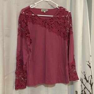 Women's Large ROCKIN C Pink Lace Top Cavender's